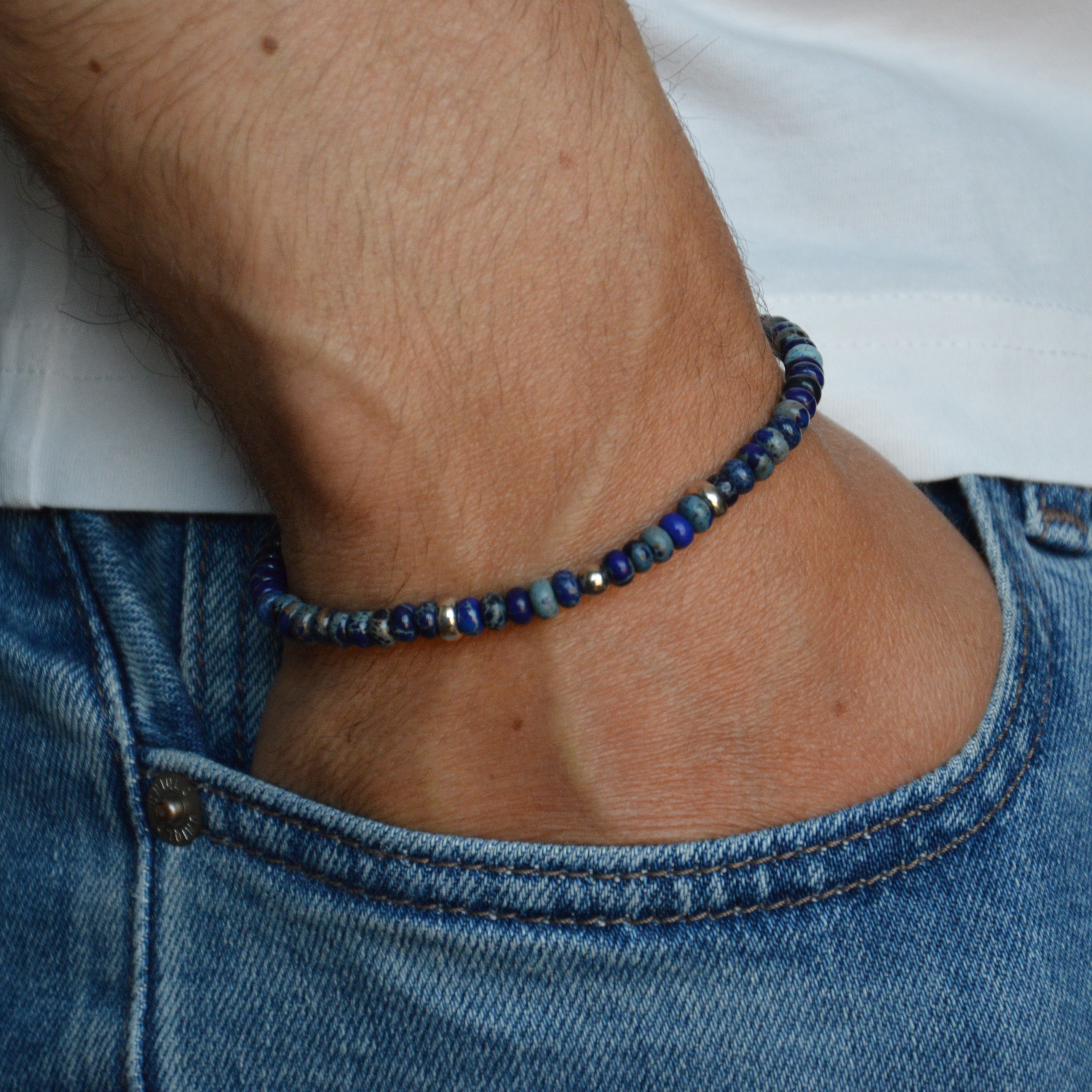 BRACCIALE ELASTICO DIASPRO BLU