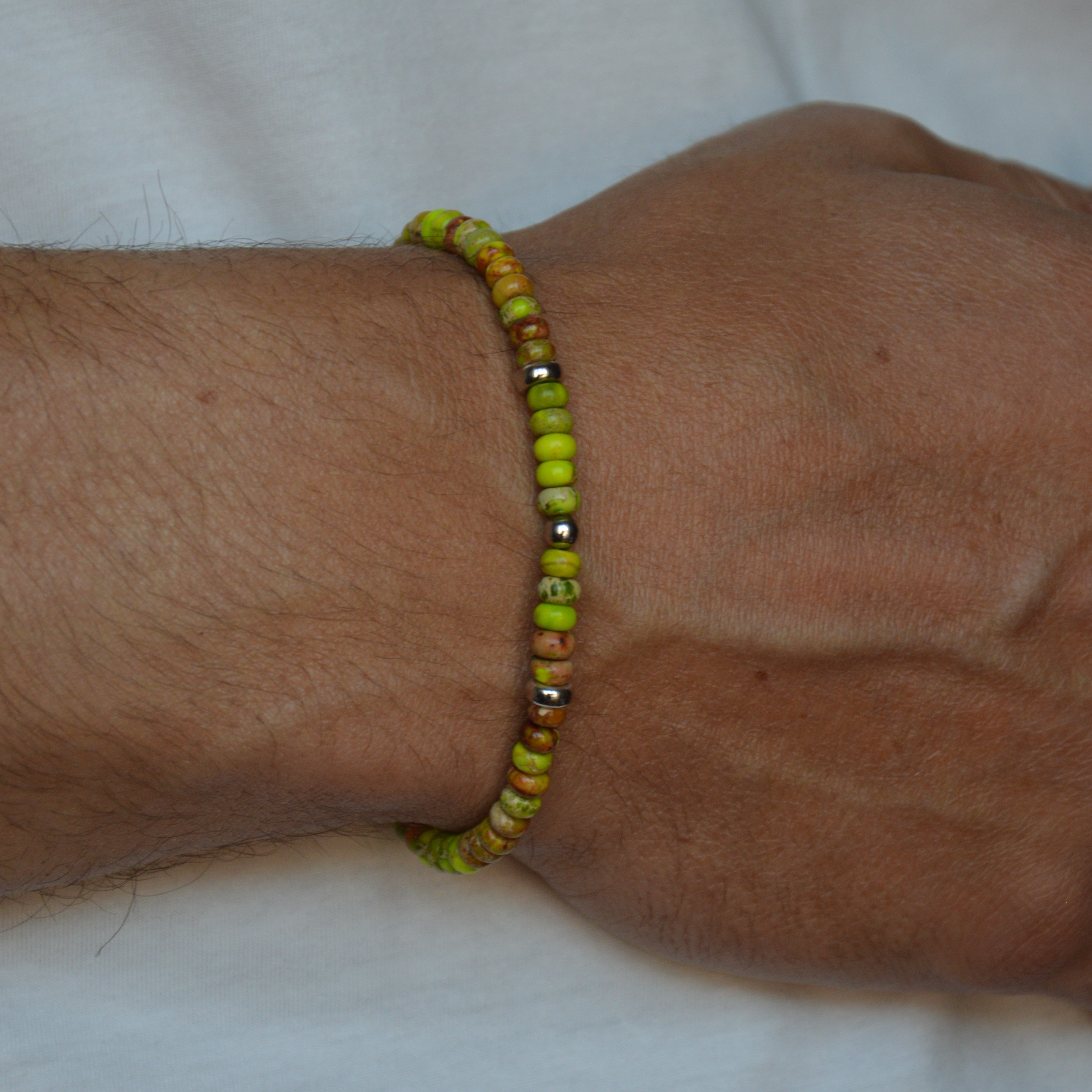BRACCIALE ELASTICO DIASPRO VERDE/GIALLO