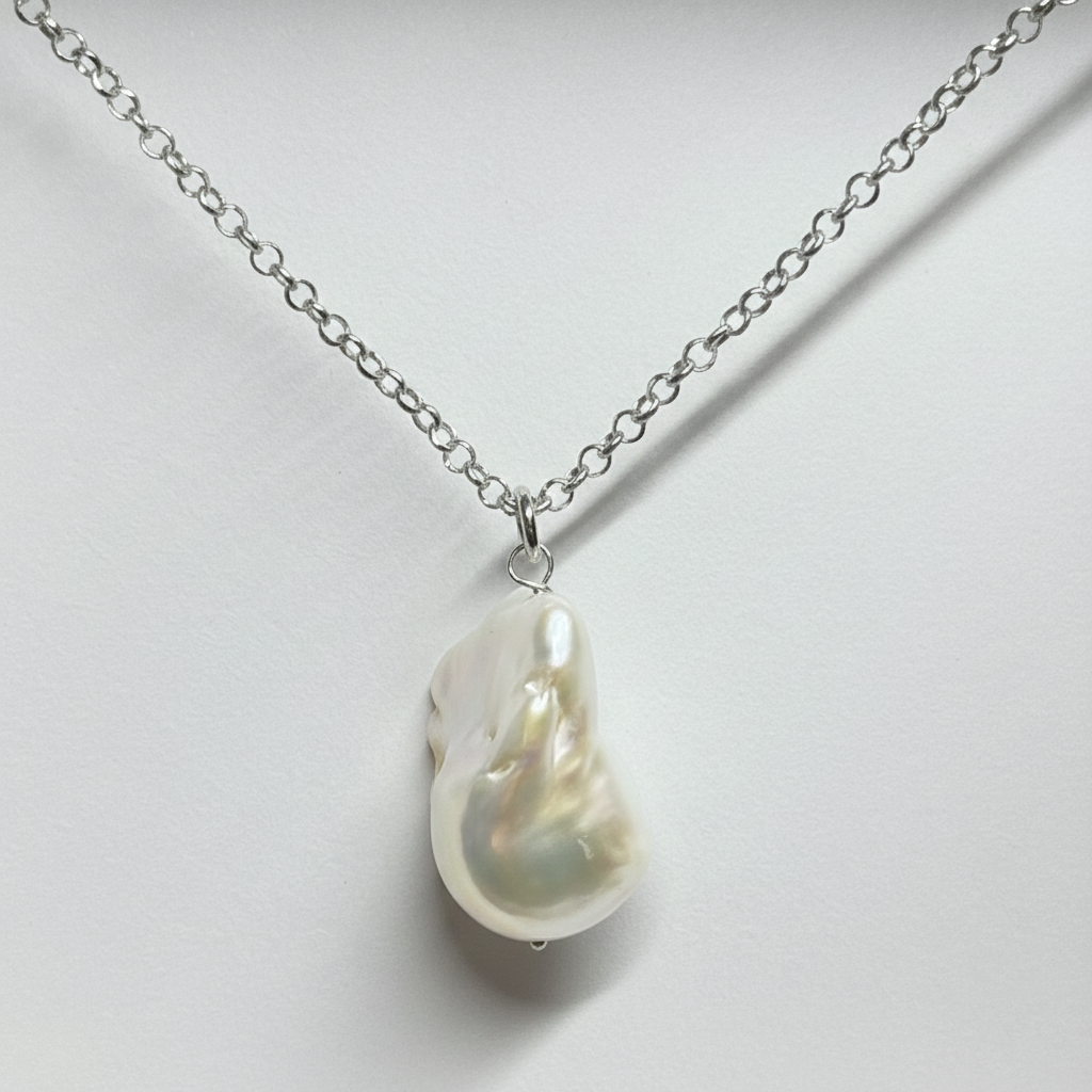 COLLANA PENDENTE PERLA - SILVER