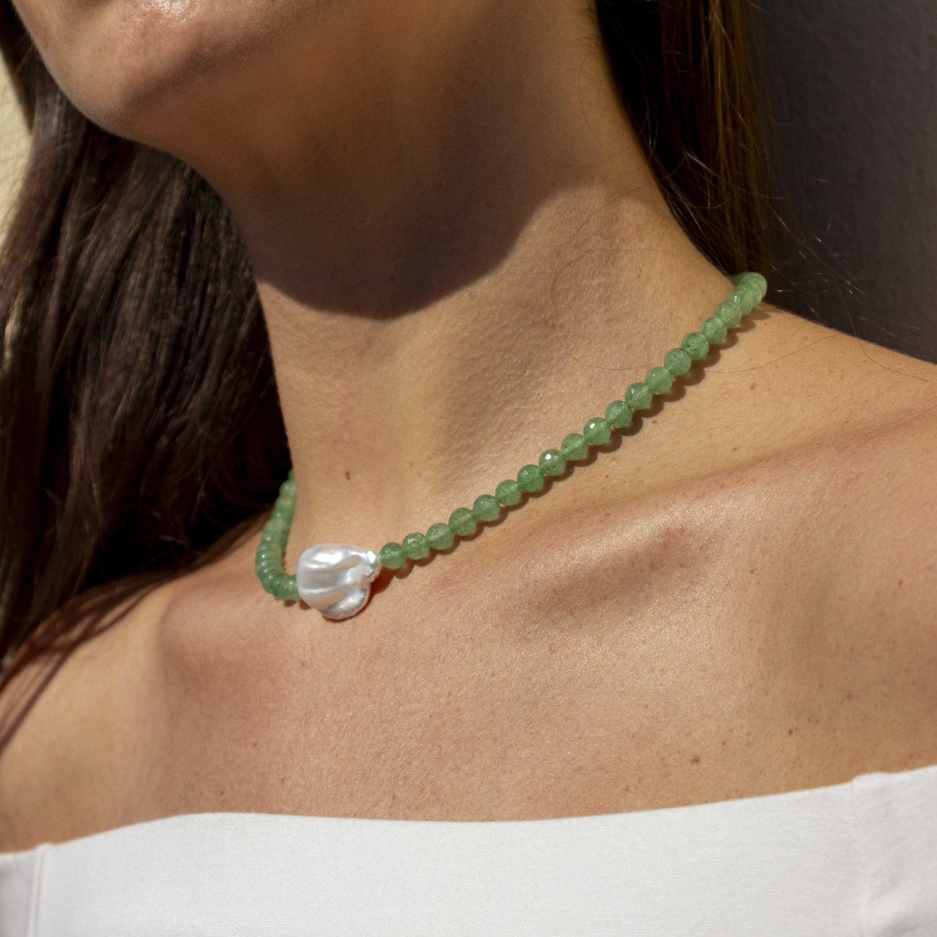 COLLANA AVVENTURINA E PERLA BAROCCA
