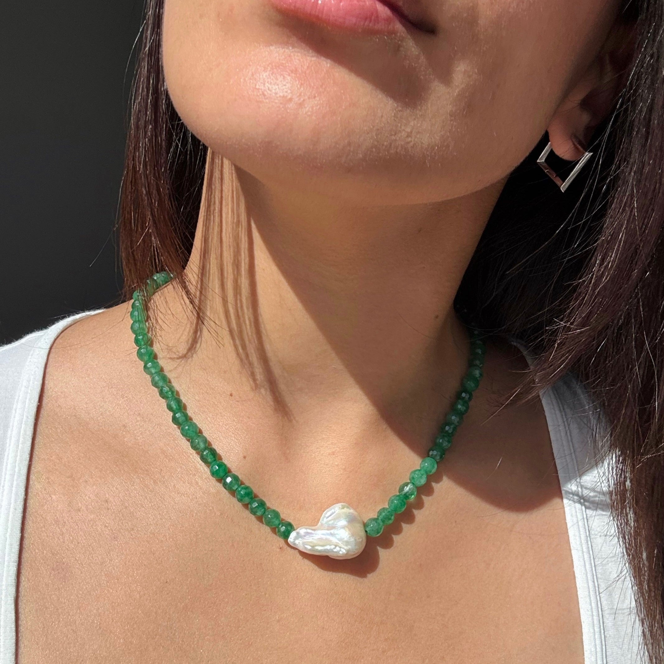 COLLANA SCILLA AVVENTURINA & PERLA