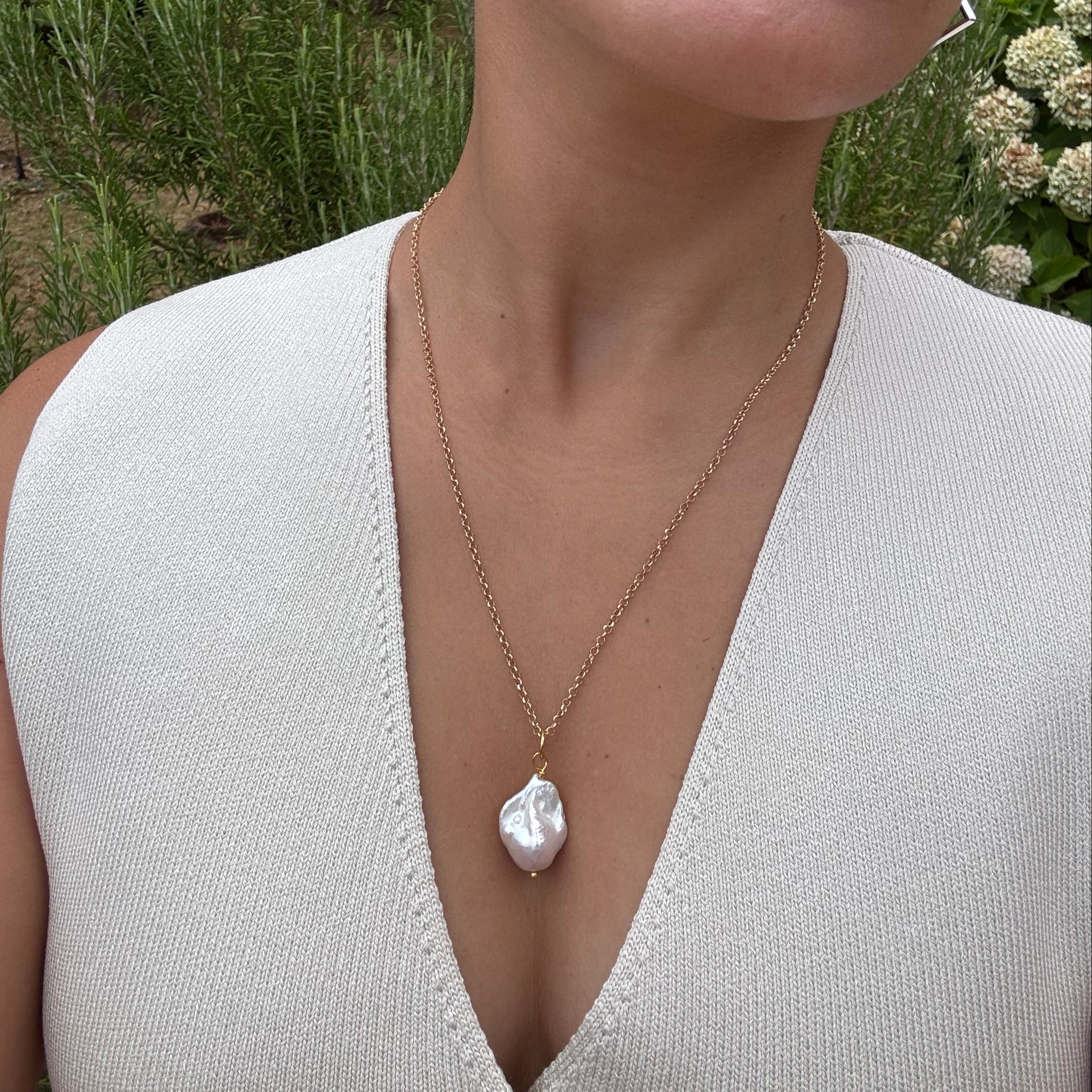 COLLANA PENDENTE PERLA - PLACCATA IN ORO