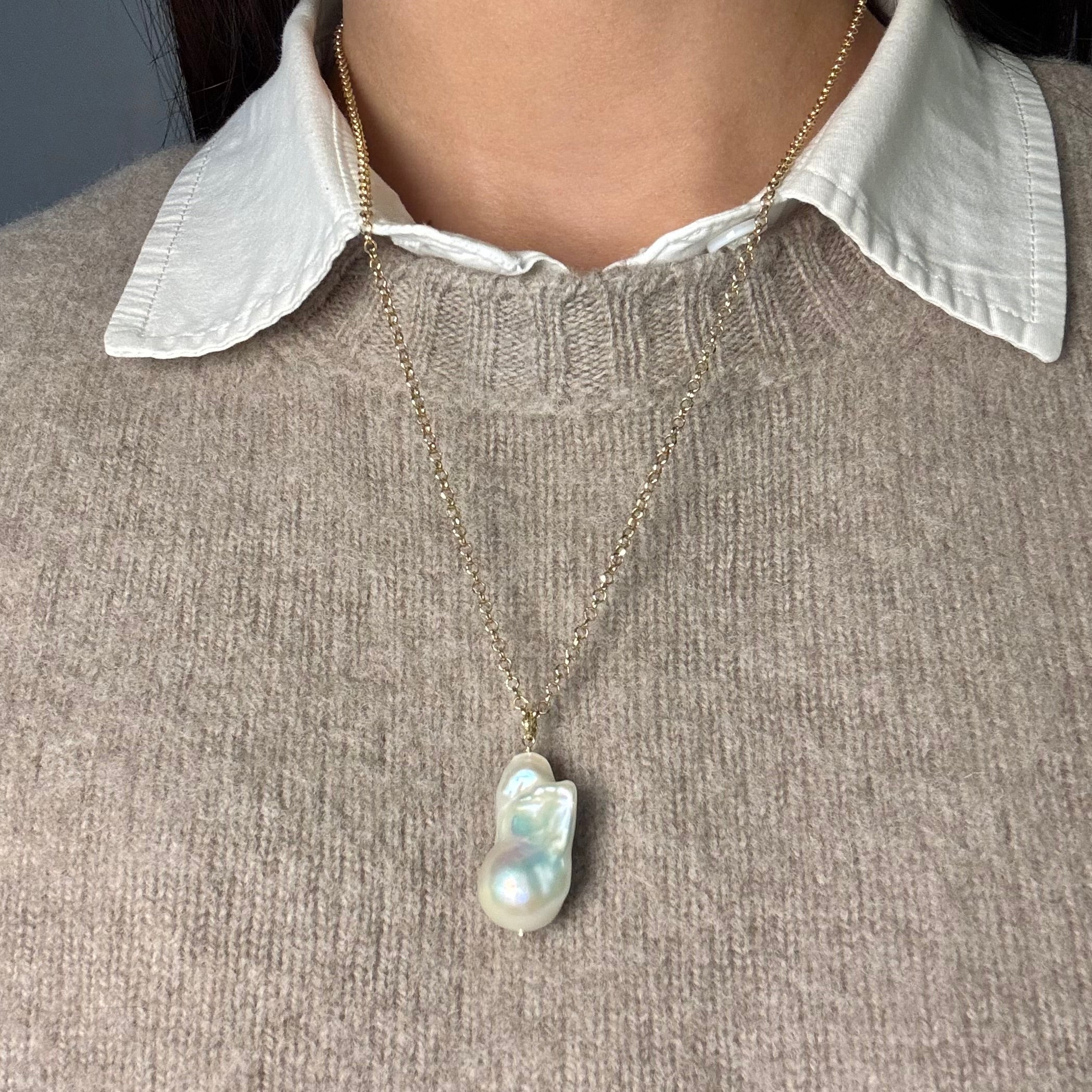 COLLANA PENDENTE PERLA - PLACCATA IN ORO