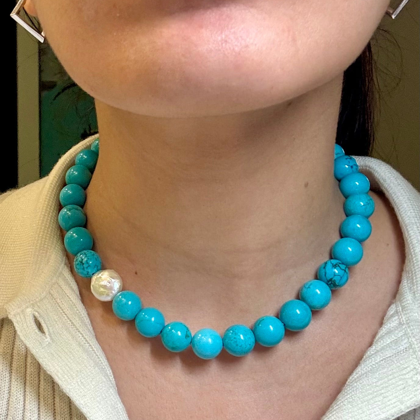 COLLANA HOWLITE & PERLA