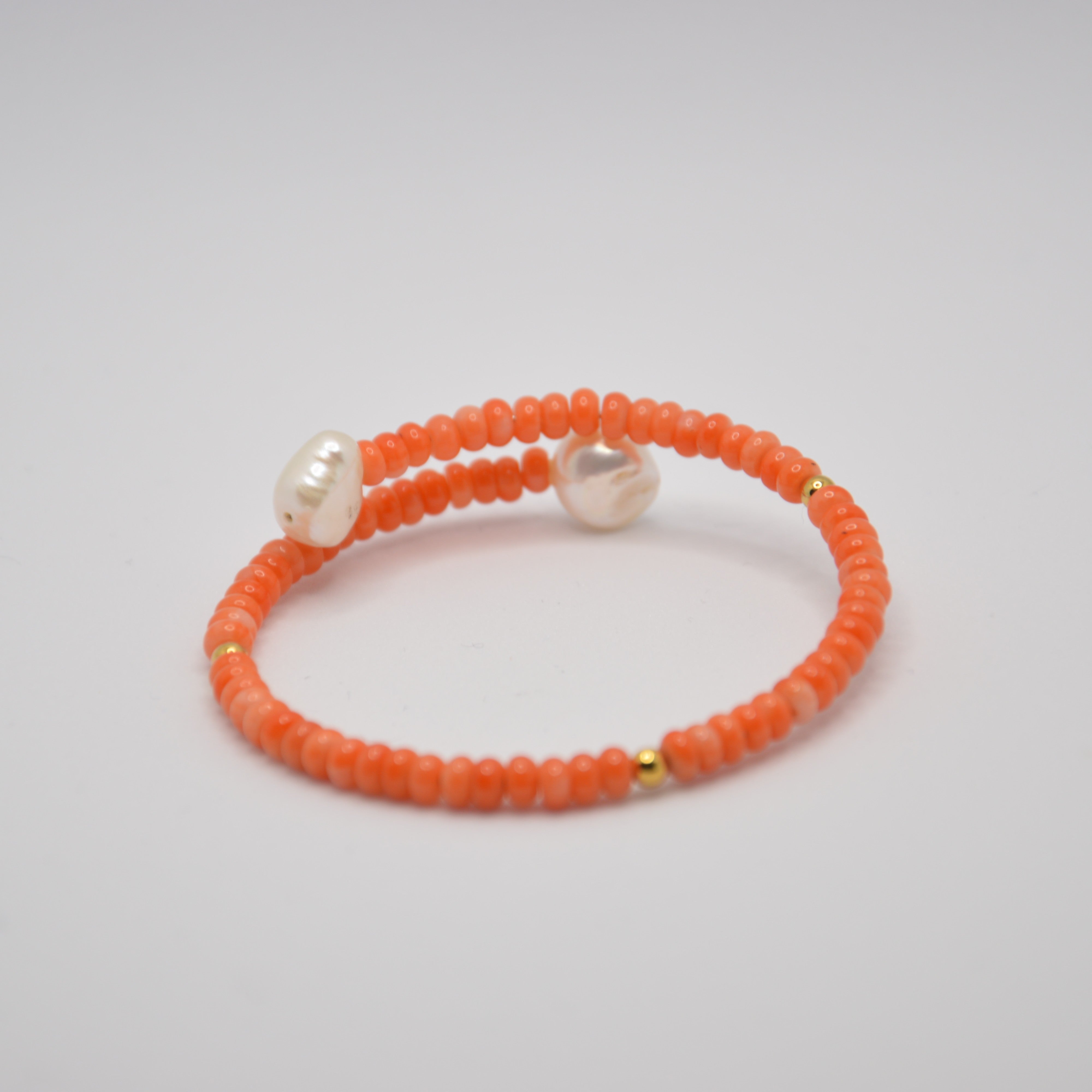 BRACCIALE CORALLO E PERLE