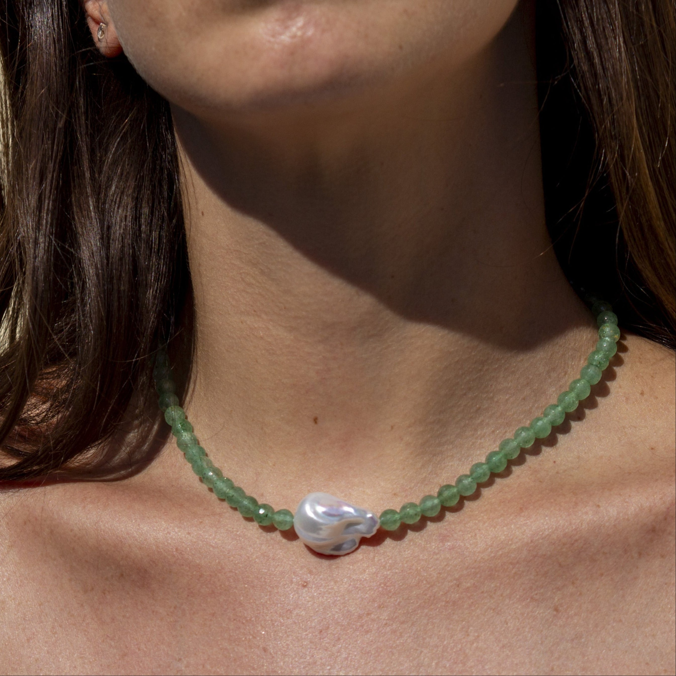 COLLANA AVVENTURINA E PERLA BAROCCA