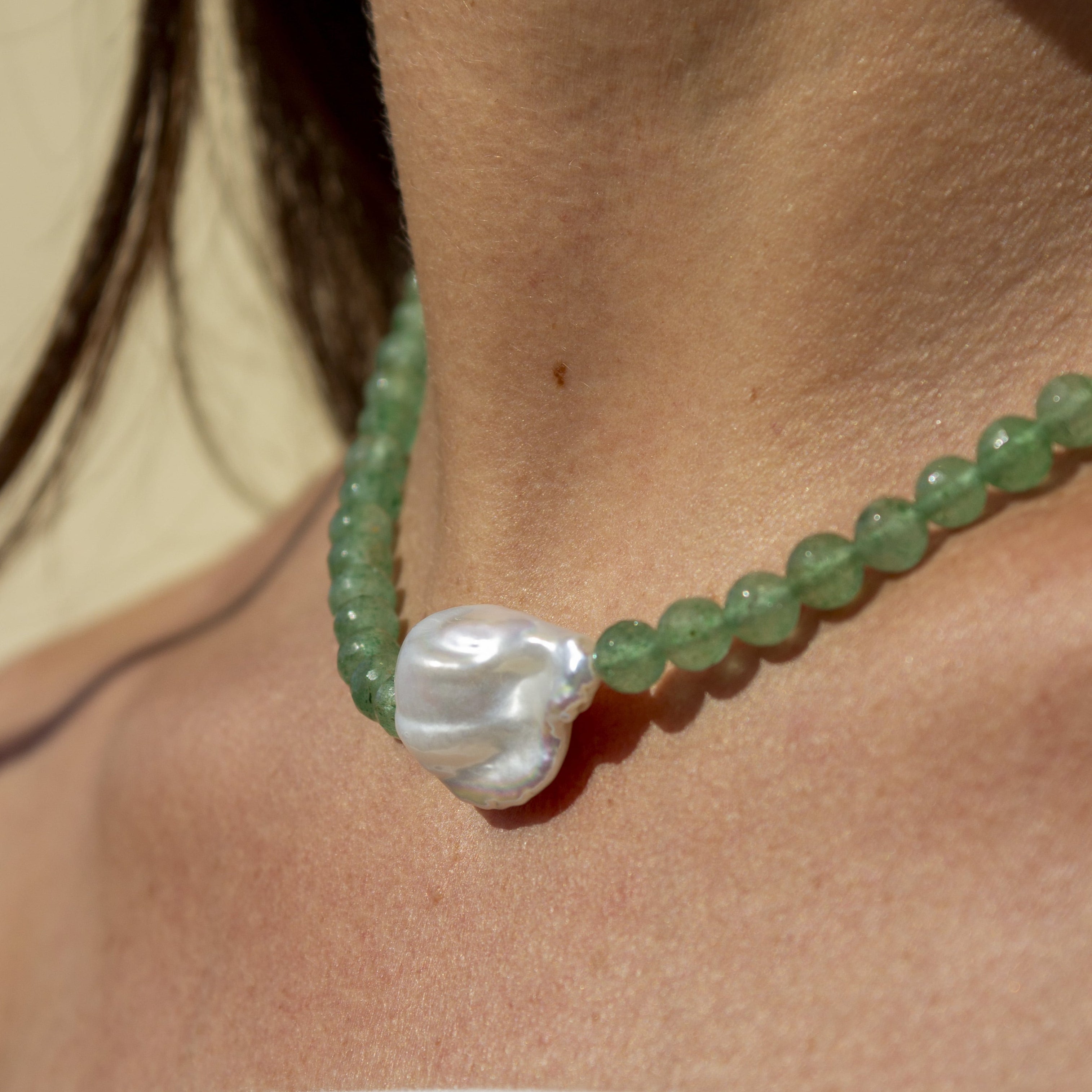 COLLANA AVVENTURINA E PERLA BAROCCA