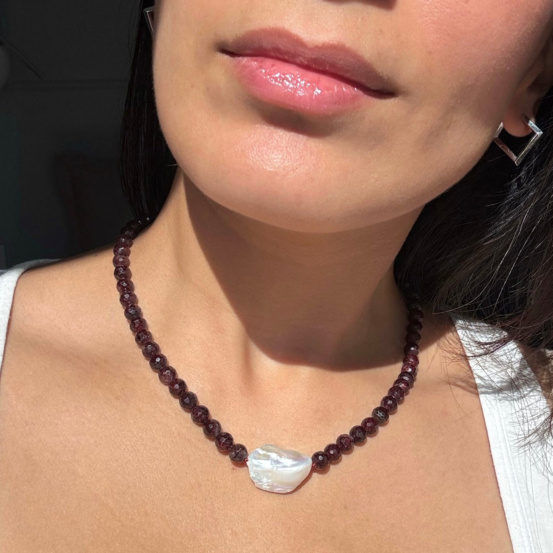 COLLANA SCILLA GRANATO & PERLA