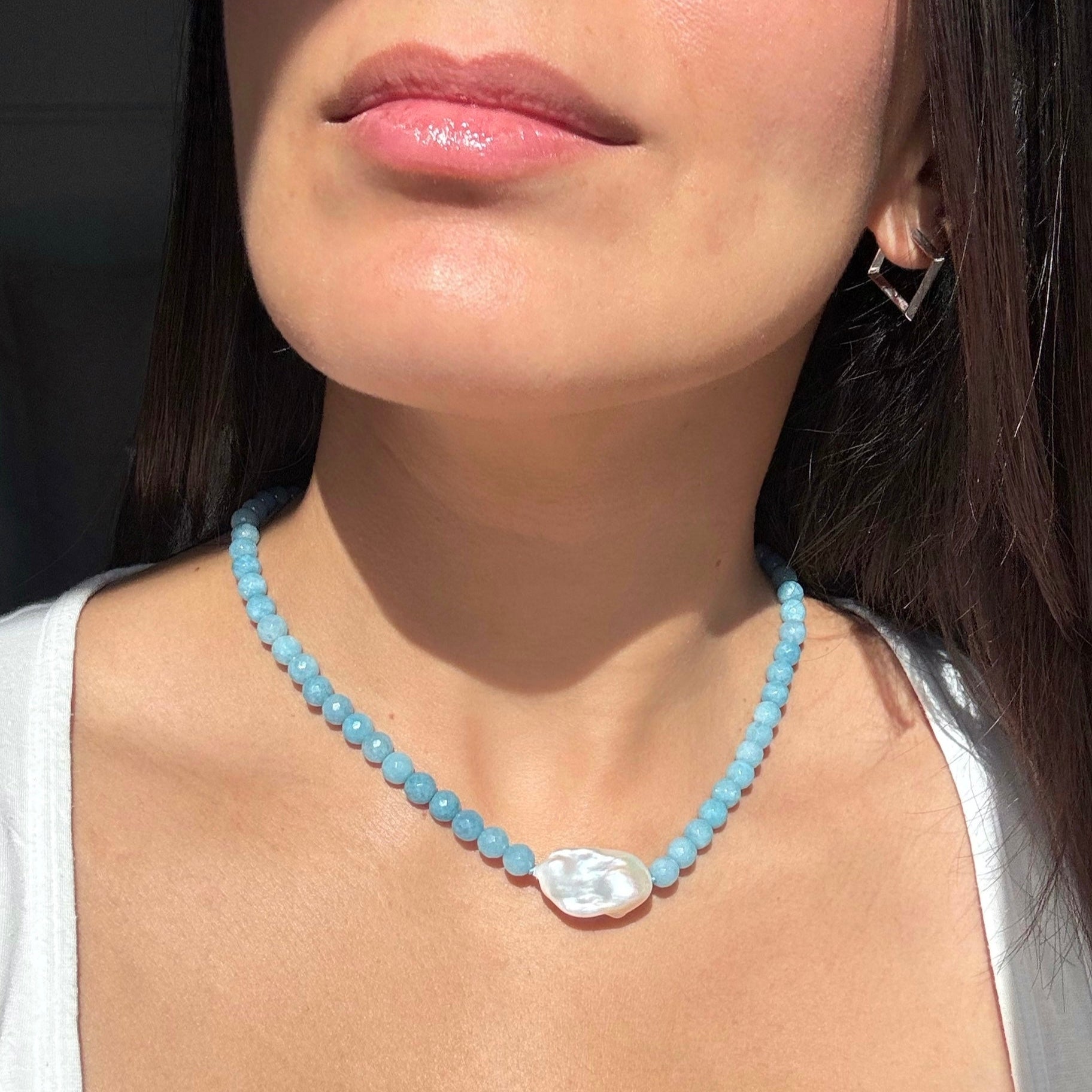 COLLANA SCILLA ANGELITE & PERLA